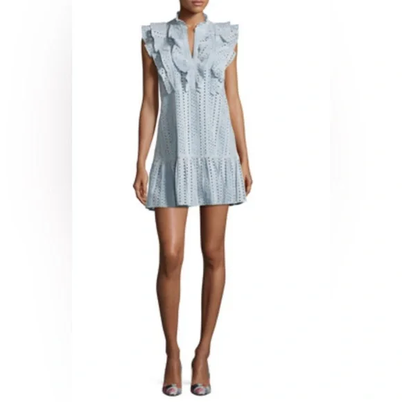 bcbg cotton dress Cotton Eyelet Ruffle Shirt Dress